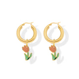 Golden Tulip Hoop Earrings