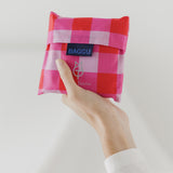 Magenta Check Metallic Bag