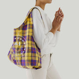 Yellow Tartan Metallic Bag